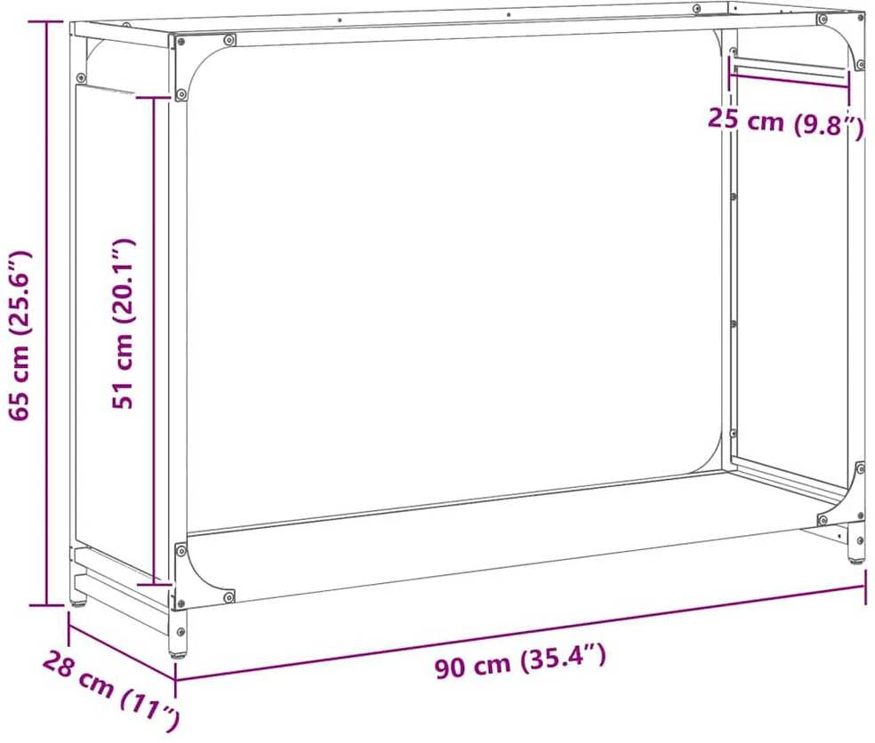 Stovas malkoms, juodos, 90x28x65 cm, šaltai valcuotas plienas