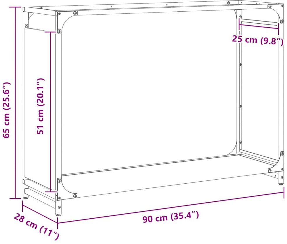 Stovas malkoms, juodos, 90x28x65 cm, šaltai valcuotas plienas
