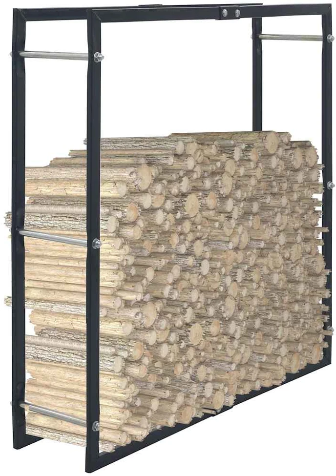 Stovas malkoms, juodos spalvos, 100x25x100cm, plienas