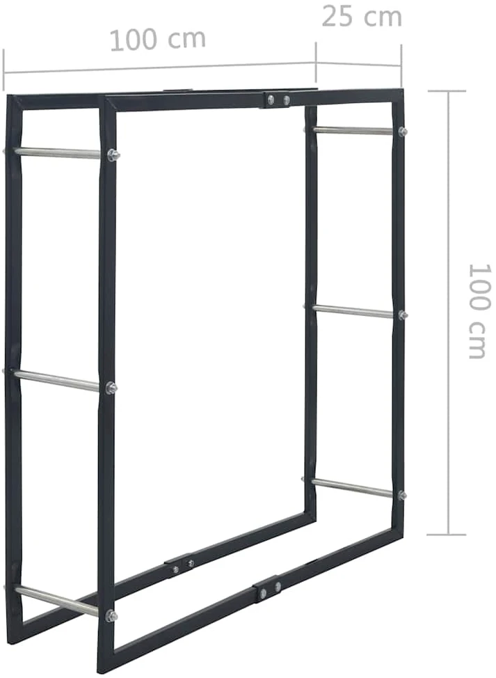 Stovas malkoms, juodos spalvos, 100x25x100cm, plienas