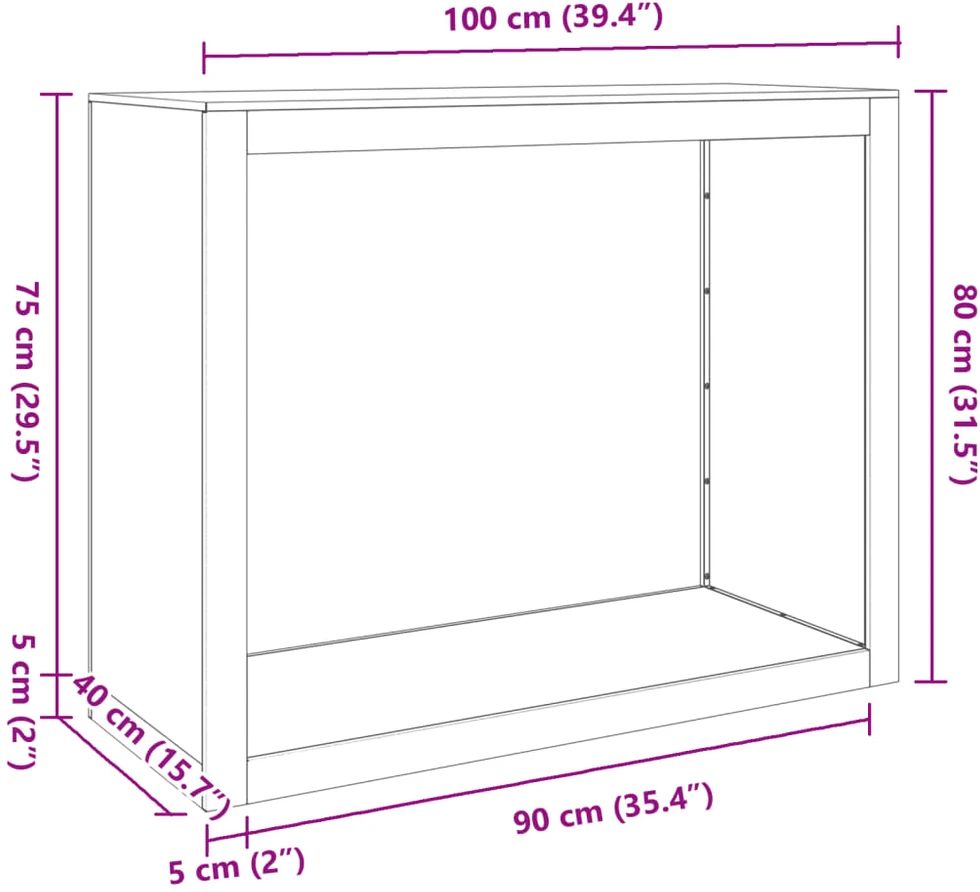 Stovas malkoms, juodos spalvos, 100x40x80cm, plienas