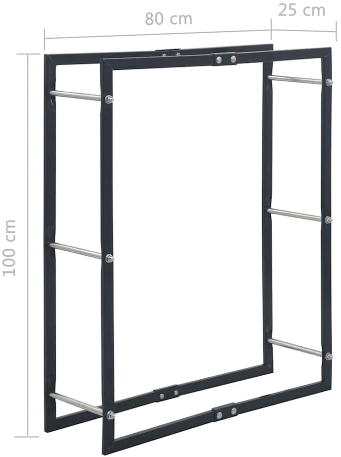 Stovas malkoms, juodos spalvos, 80x25x100cm, plienas