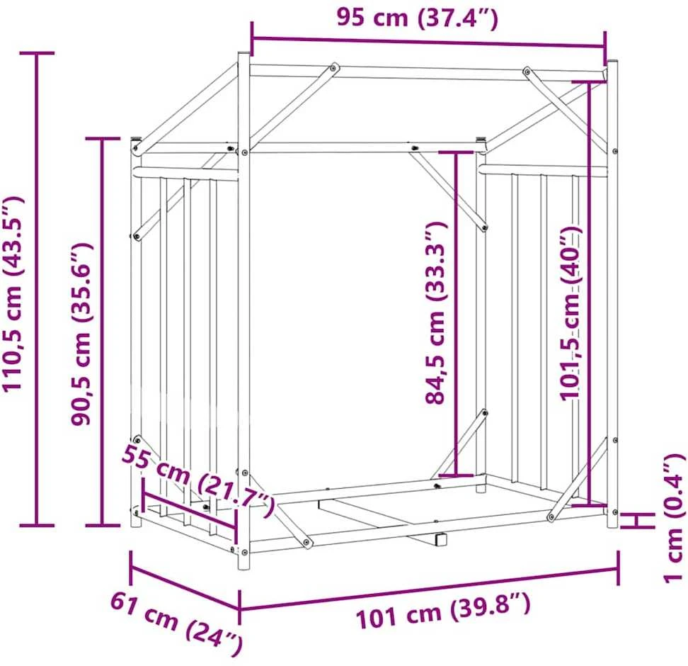 Stovas malkoms su apdangalu nuo lietaus, 101x61x110,5cm