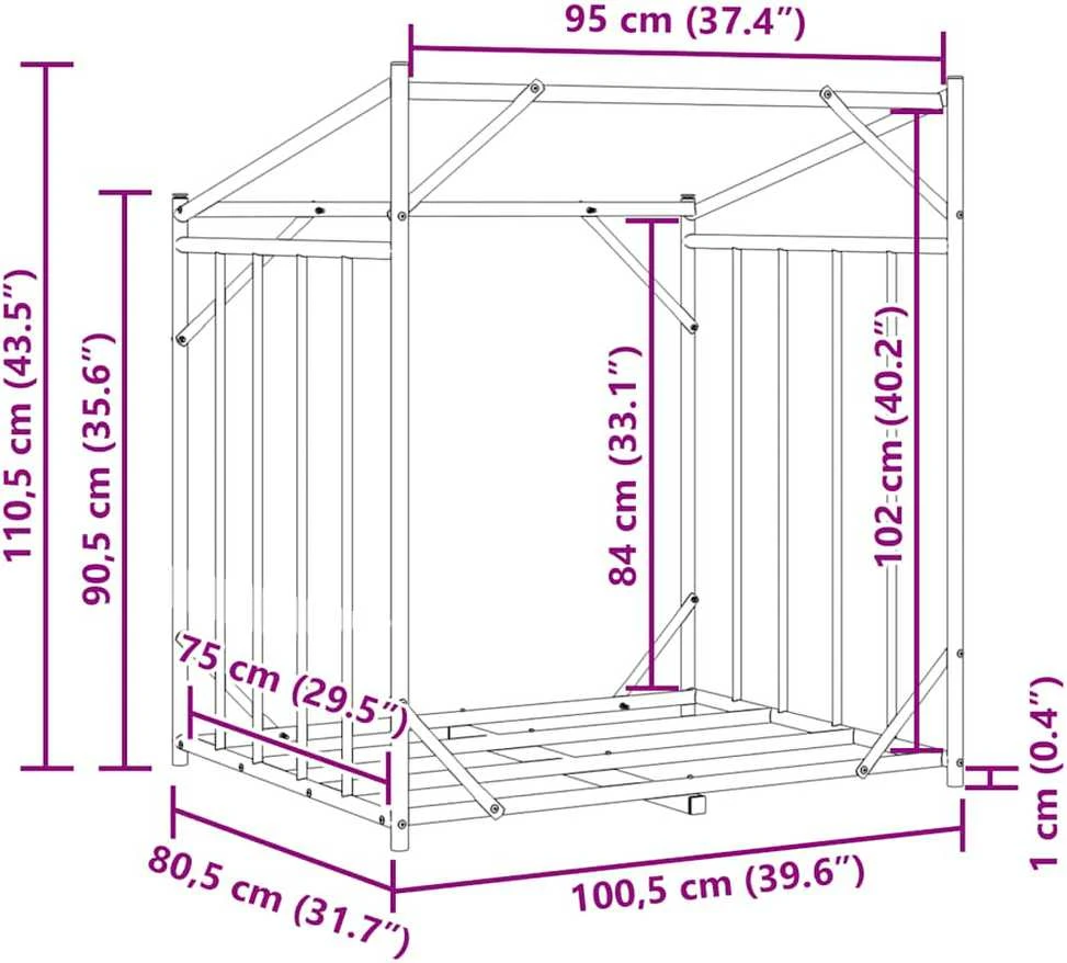 Stovas malkoms su apdangalu nuo lietaus, 100,5x80,5x110,5cm