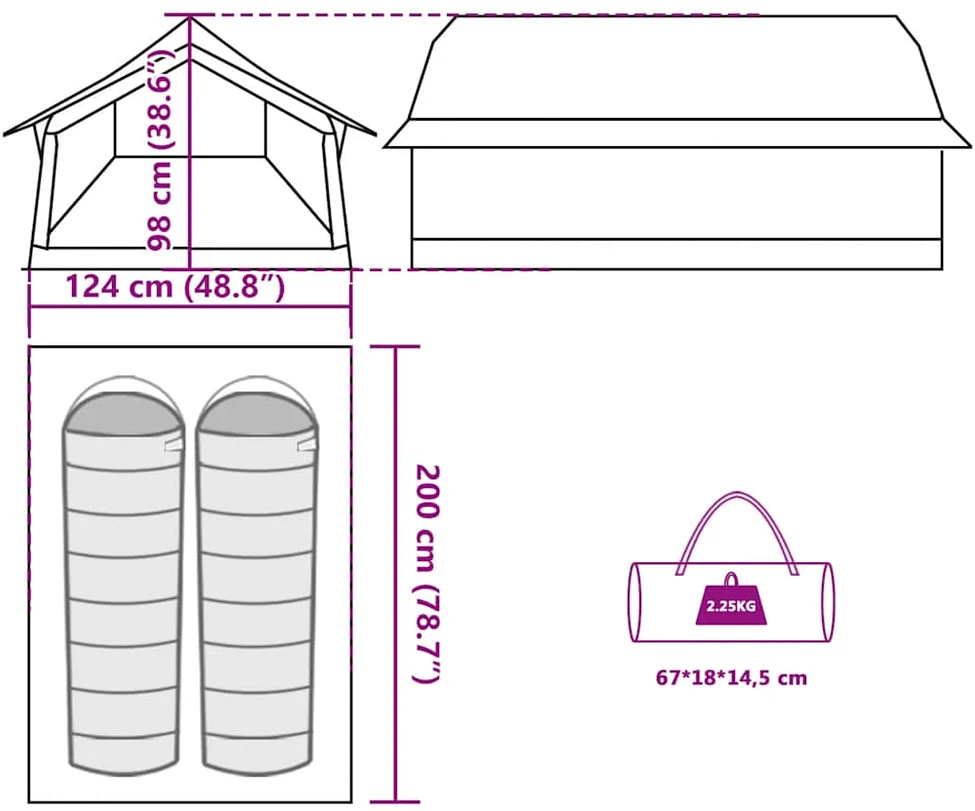 Stovyklavietė palapinė, kamufliažinė, dvivietė