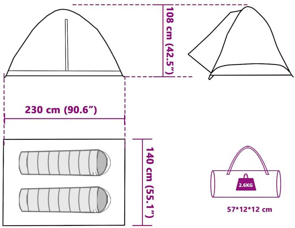 Stovyklavimo palapinė, mėlyna, dvivietė, kupolinė