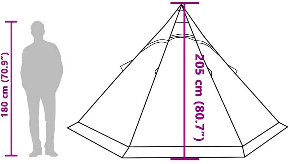 Stovyklavimo palapinė, mėlyna, penkiavietė, tipi dizaino
