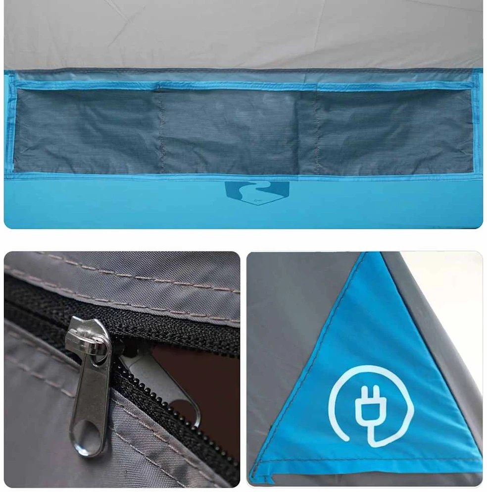 Stovyklavimo palapinė, mėlyna, septynvietė, tipi dizaino