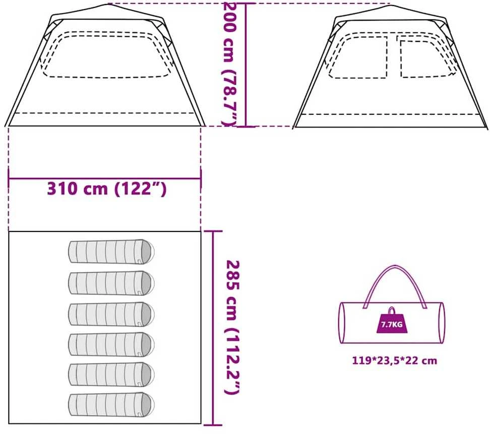 Stovyklavimo palapinė, mėlyna, šešiavietė, kupolinė