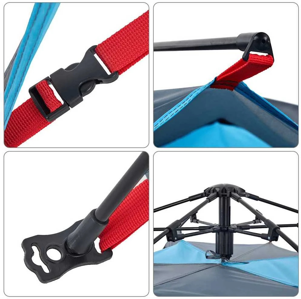 Stovyklavimo palapinė, mėlyna, trivietė, kupolinė
