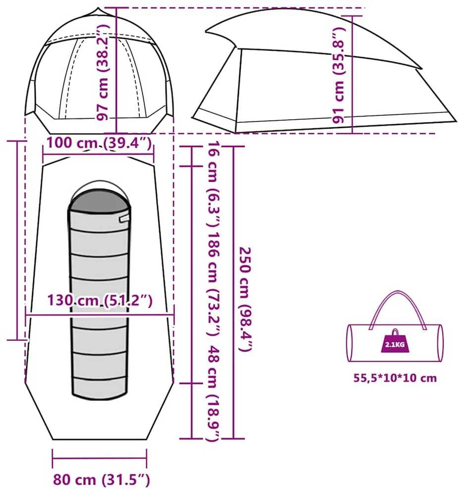 Stovyklavimo palapinė, mėlyna, vienvietė, kupolinė