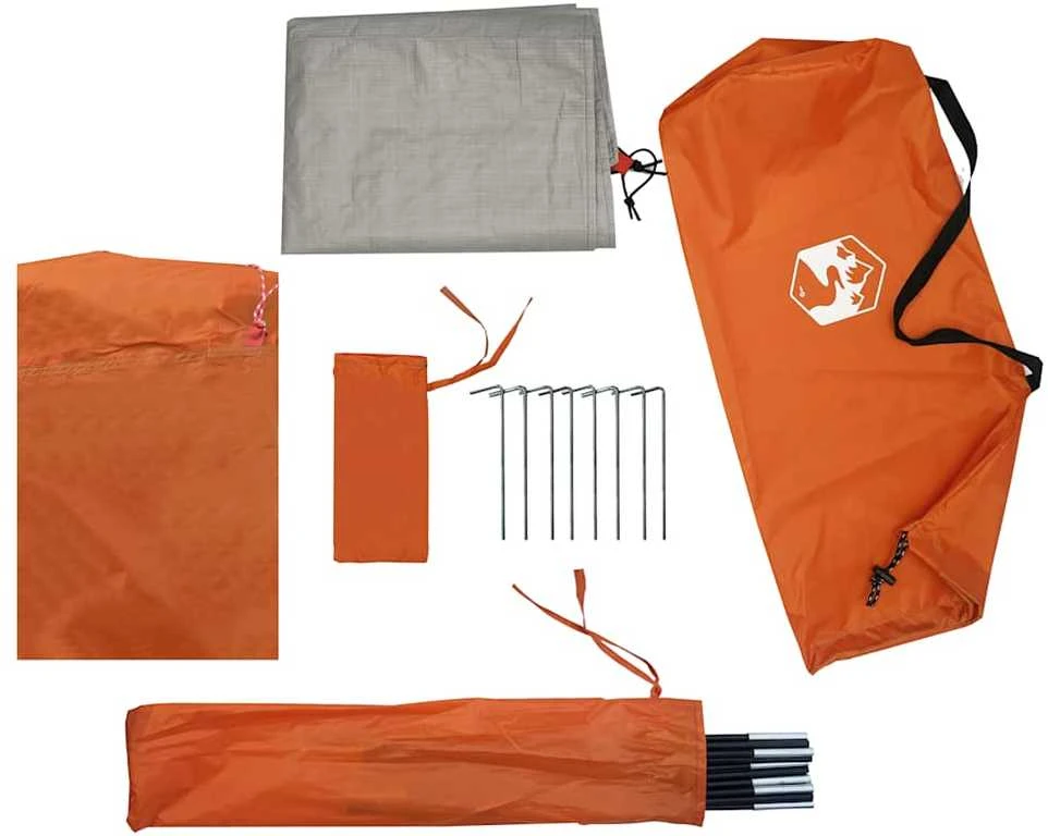 Stovyklavimo palapinė, oranžinė, dvivietė, kupolinė