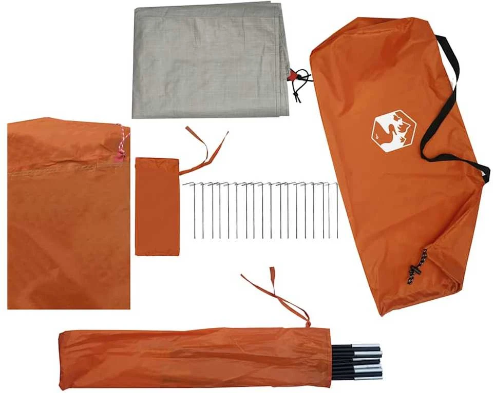 Stovyklavimo palapinė, oranžinė, keturvietė, tunelinė