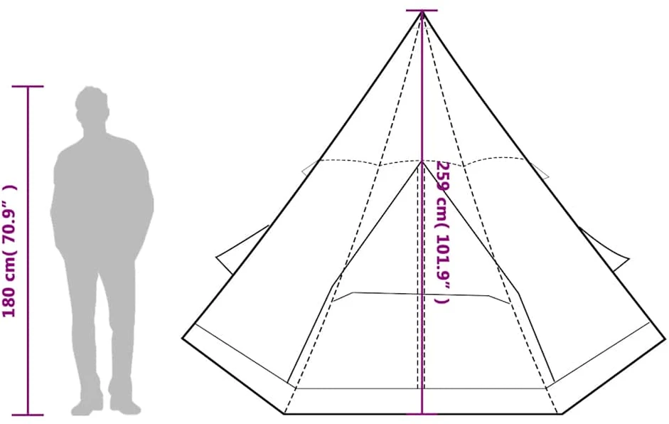 Stovyklavimo palapinė, oranžinė, keturvietė, tipi dizaino