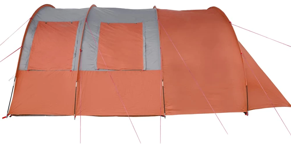 Stovyklavimo palapinė, pilka ir oranžinė, keturvietė, tunelinė