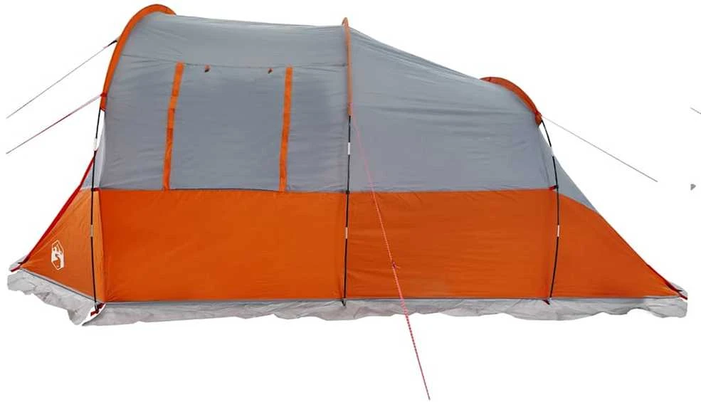 Stovyklavimo palapinė, pilka ir oranžinė, keturvietė, tunelinė