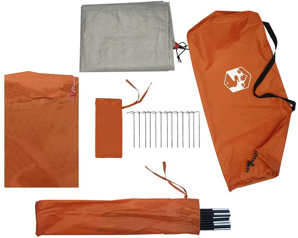 Stovyklavimo palapinė, pilka/oranžinė, dvivietė, kupolinė
