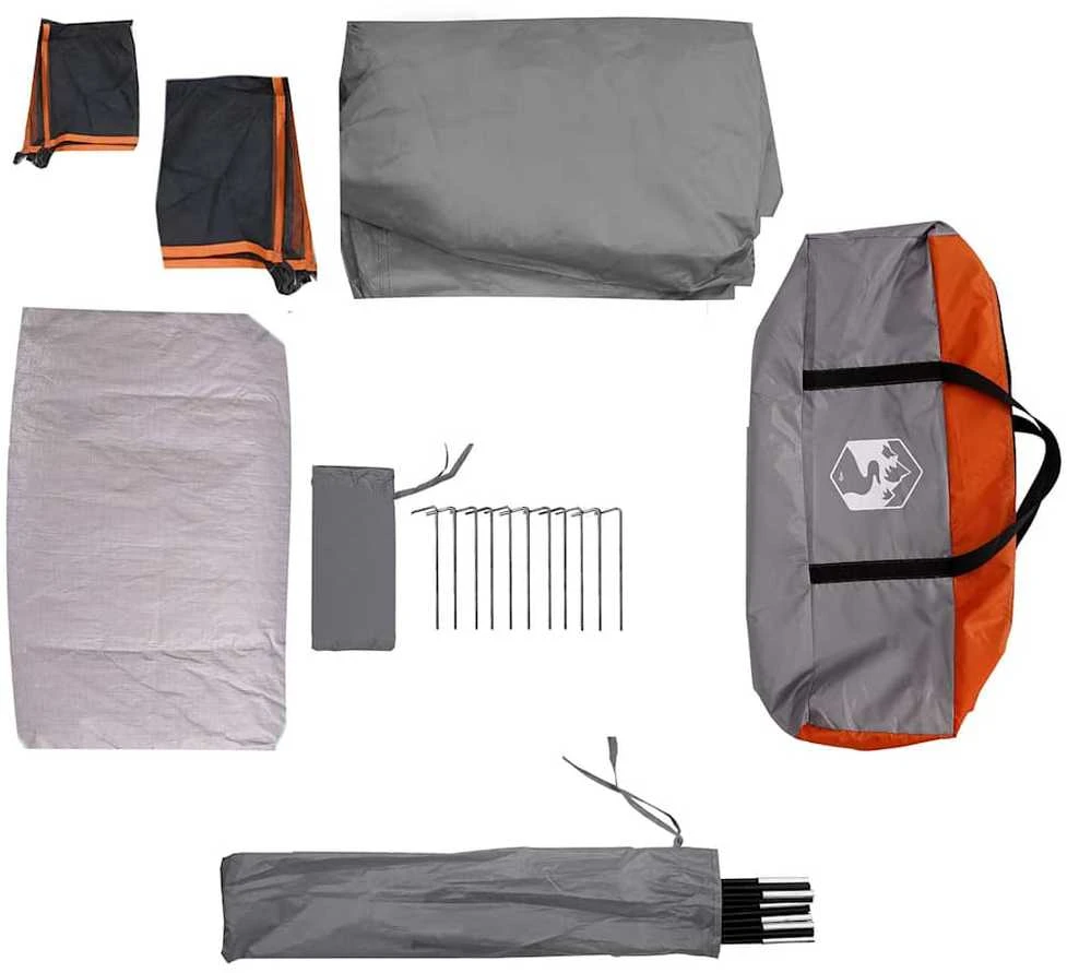Stovyklavimo palapinė, pilka/oranžinė, keturvietė