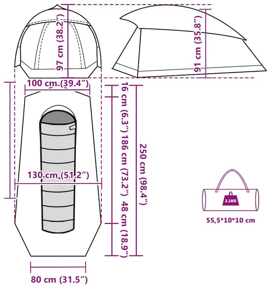 Stovyklavimo palapinė, pilka/oranžinė, vienvietė, kupolinė