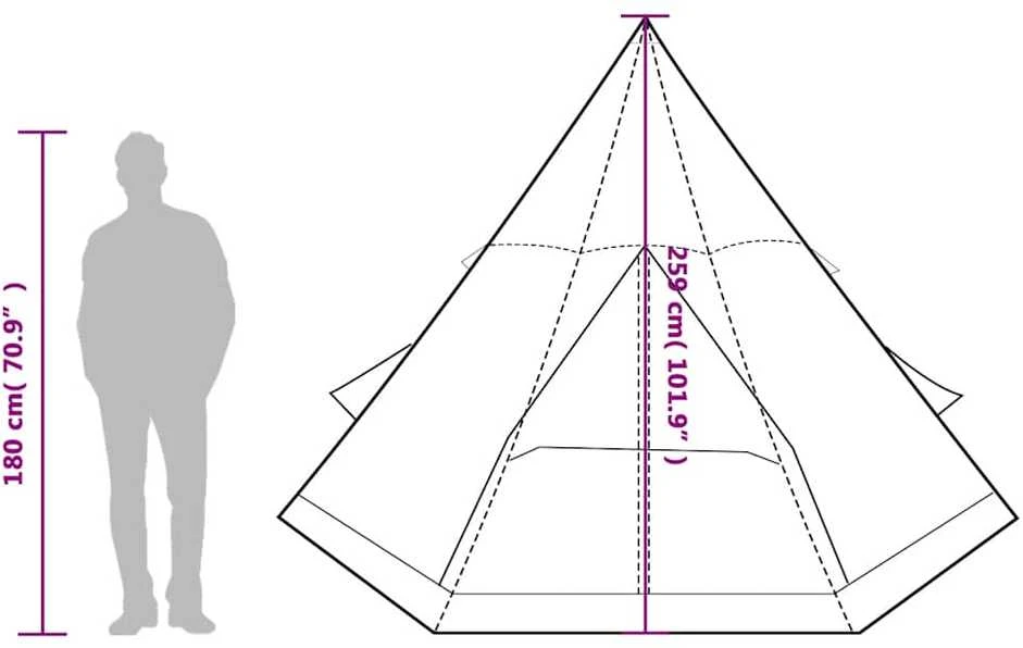 Stovyklavimo palapinė, žalia, keturvietė, tipi dizaino