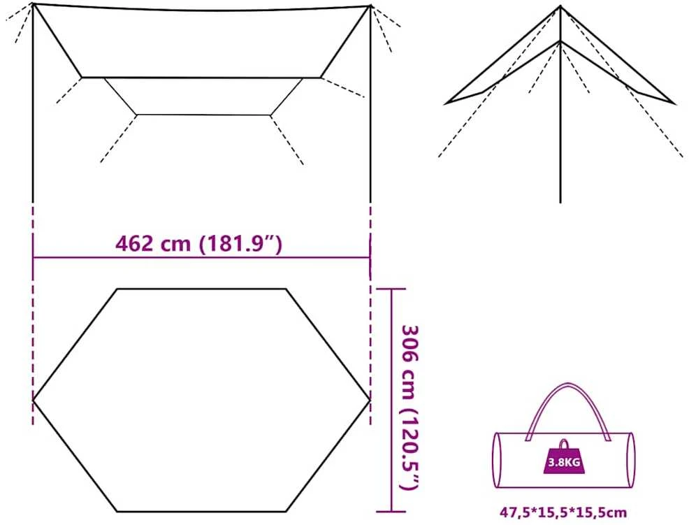 Stovyklavimo tentas, kamufliažinis, 462x306x211cm