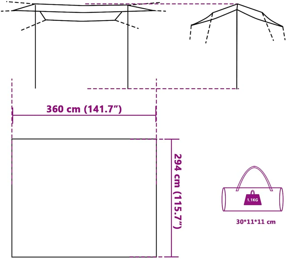 Stovyklavimo tentas, mėlynas, 360x294cm, atsparus vandeniui