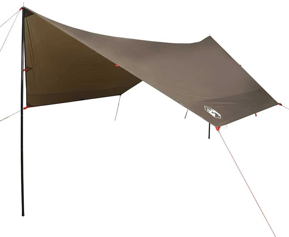 Stovyklavimo tentas, rudas, 438x376x212cm, atsparus vandeniui