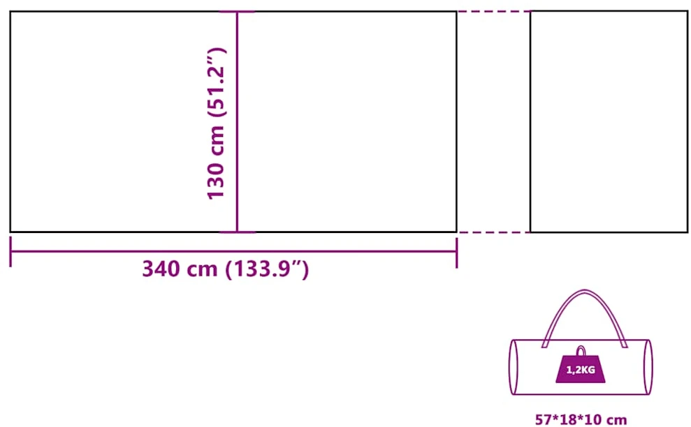 Stovyklavimo uždanga nuo vėjo, mėlyna, 340x130 cm