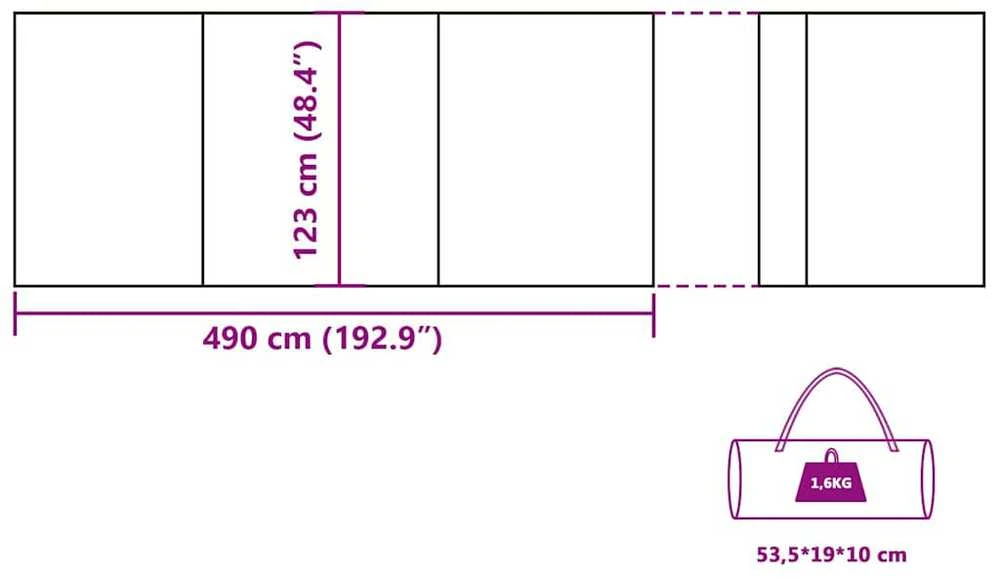 Stovyklavimo uždanga nuo vėjo, pilka ir oranžinė, 490x123 cm