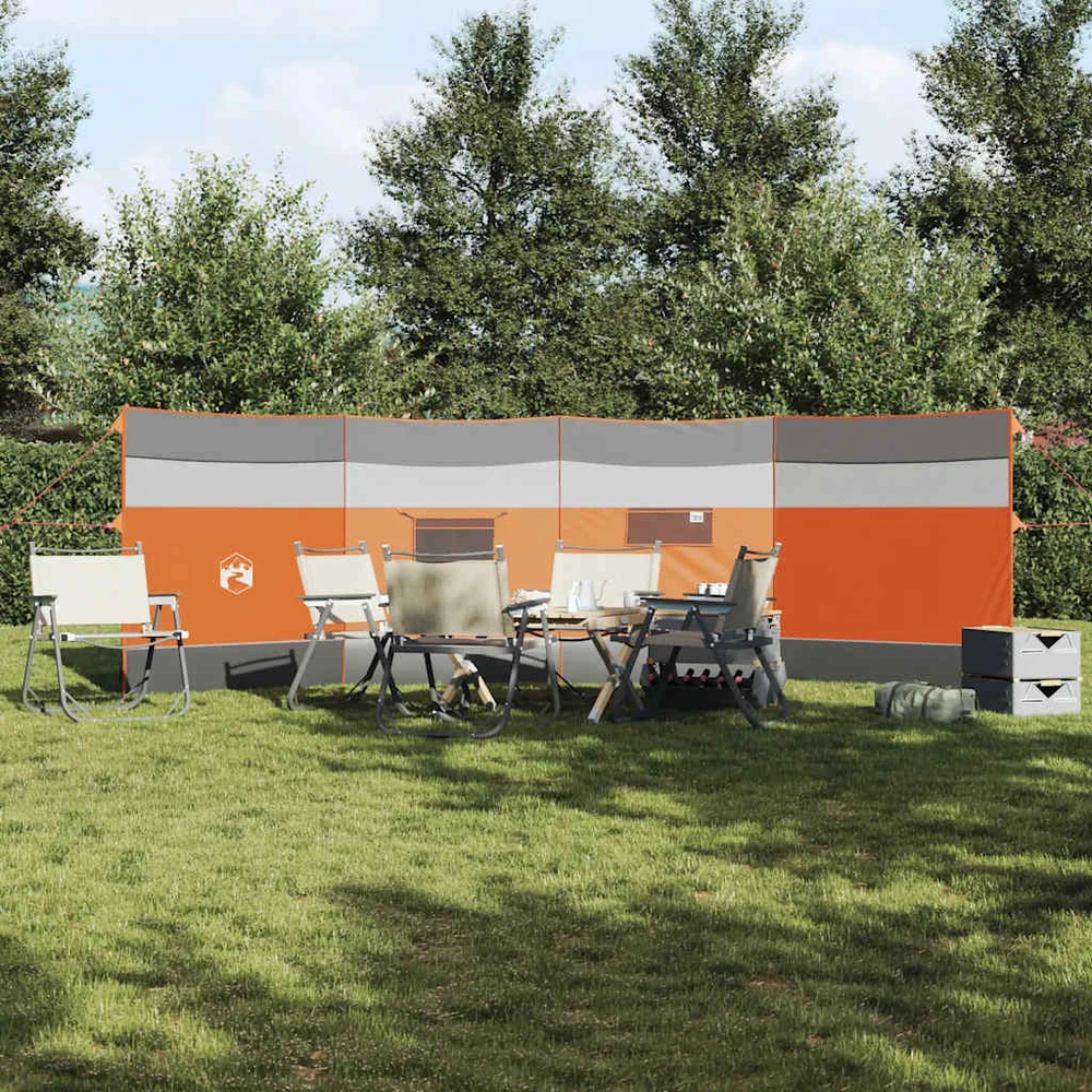 Stovyklavimo uždanga nuo vėjo, pilka ir oranžinė, 510x153 cm