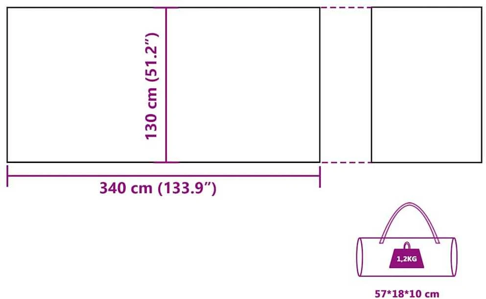 Stovyklavimo uždanga nuo vėjo, pilka ir oranžinė, 340x130 cm