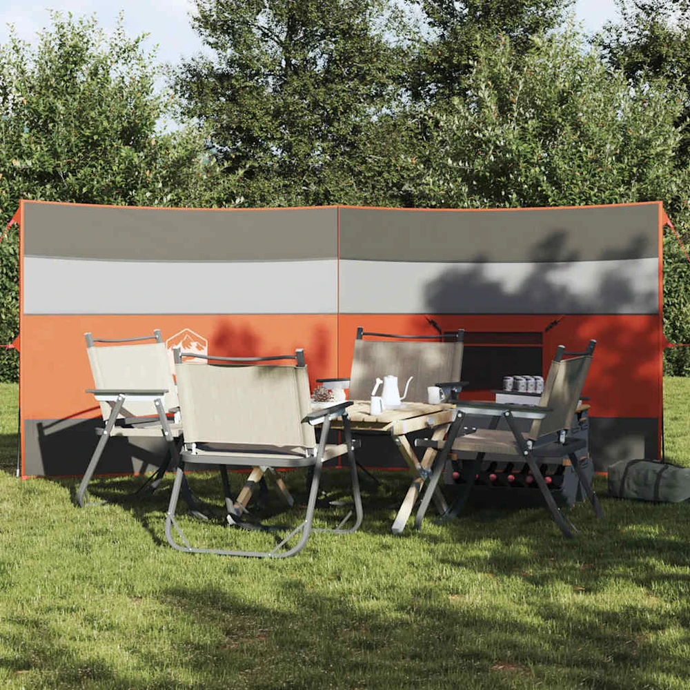 Stovyklavimo uždanga nuo vėjo, pilka ir oranžinė, 340x130 cm