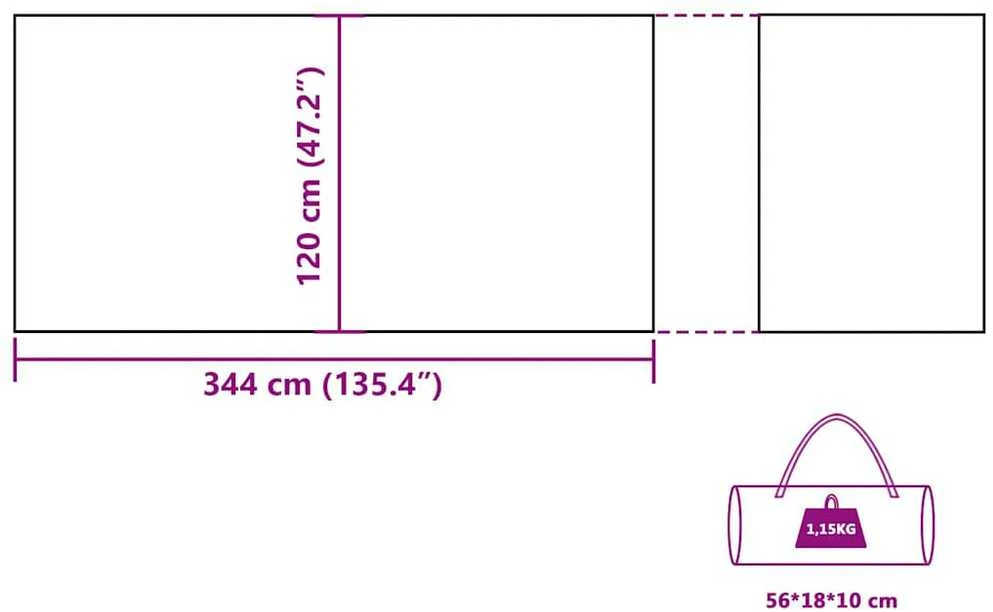 Stovyklavimo uždanga nuo vėjo, pilka ir oranžinė, 344x120 cm