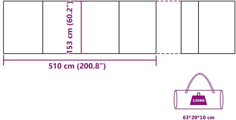 Stovyklavimo uždanga nuo vėjo, pilka ir oranžinė, 510x153 cm
