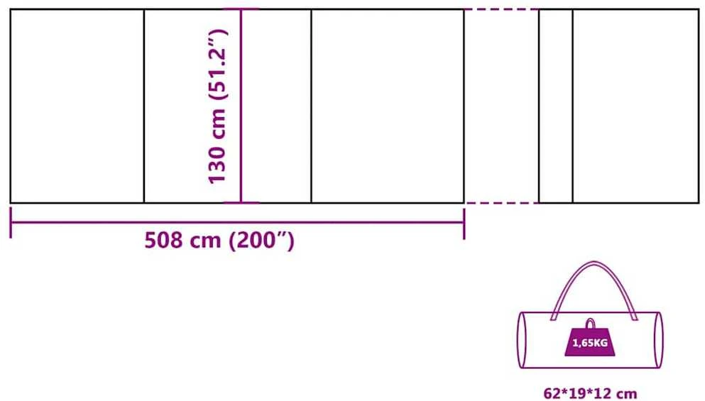 Stovyklavimo uždanga nuo vėjo, žalia, 508x130 cm