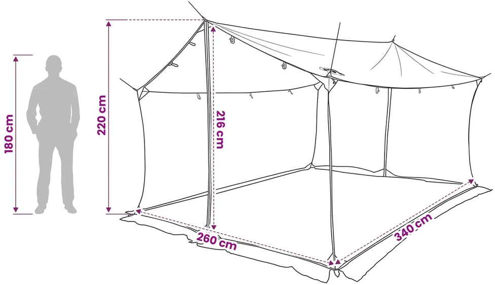 Stovyklinė plėvelė su tinkleliu 340 x 260 x 220 cm Mėlyna
