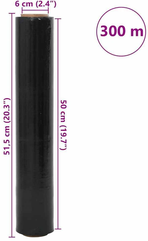 Stretch Film 2 vnt Juoda 30 μm 50 cm x 300 m