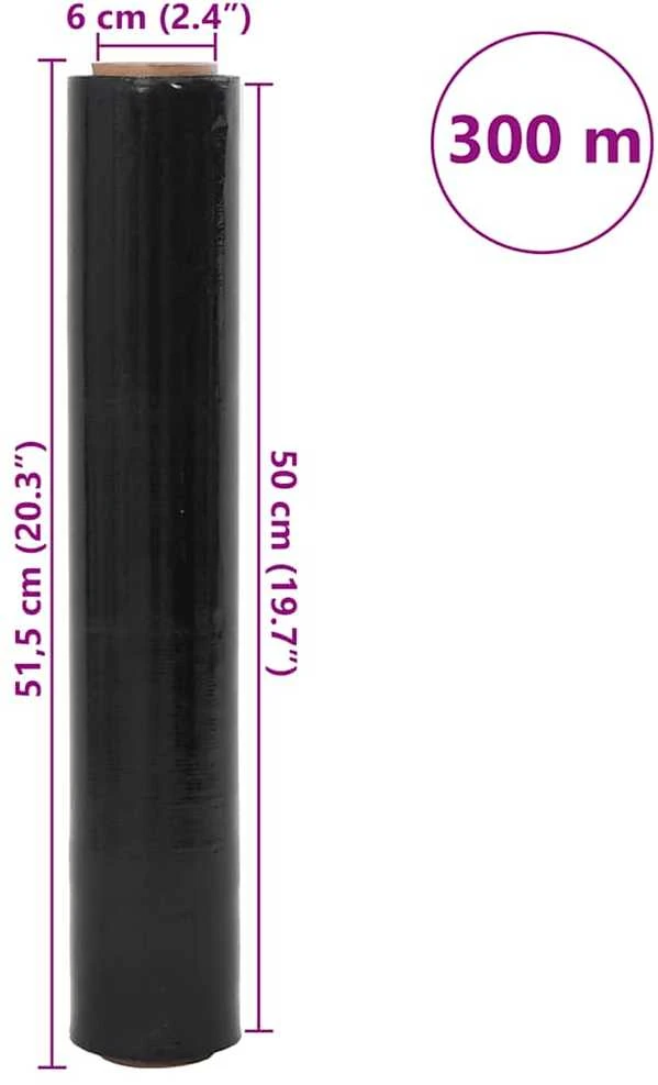 Stretch Film 6 vnt Juoda 23 μm 50 cm x 300 m