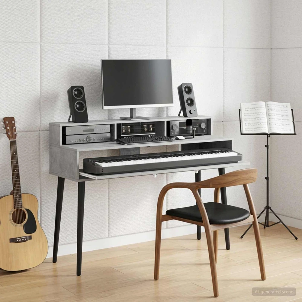 Studijos stalas Betono pilka 130 x 42,5 x 36 cm