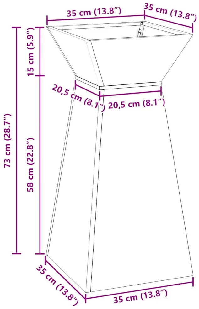 Stulpinis sodinukas 2 vnt. Juoda 35 x 35 x 73 cm