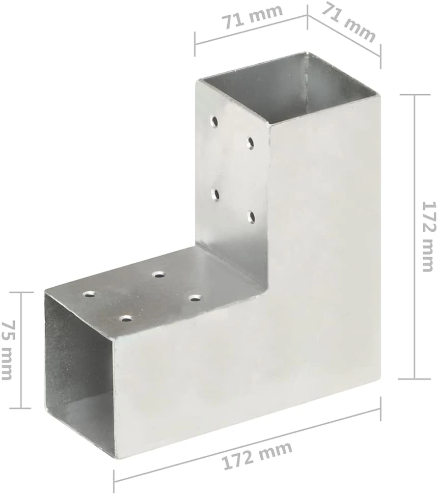 Stulpo sujungimas, 71x71mm, galvanizuotas metalas, L formos