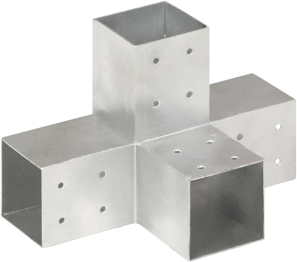 Stulpo sujungimas, 81x81mm, galvanizuotas metalas, X formos