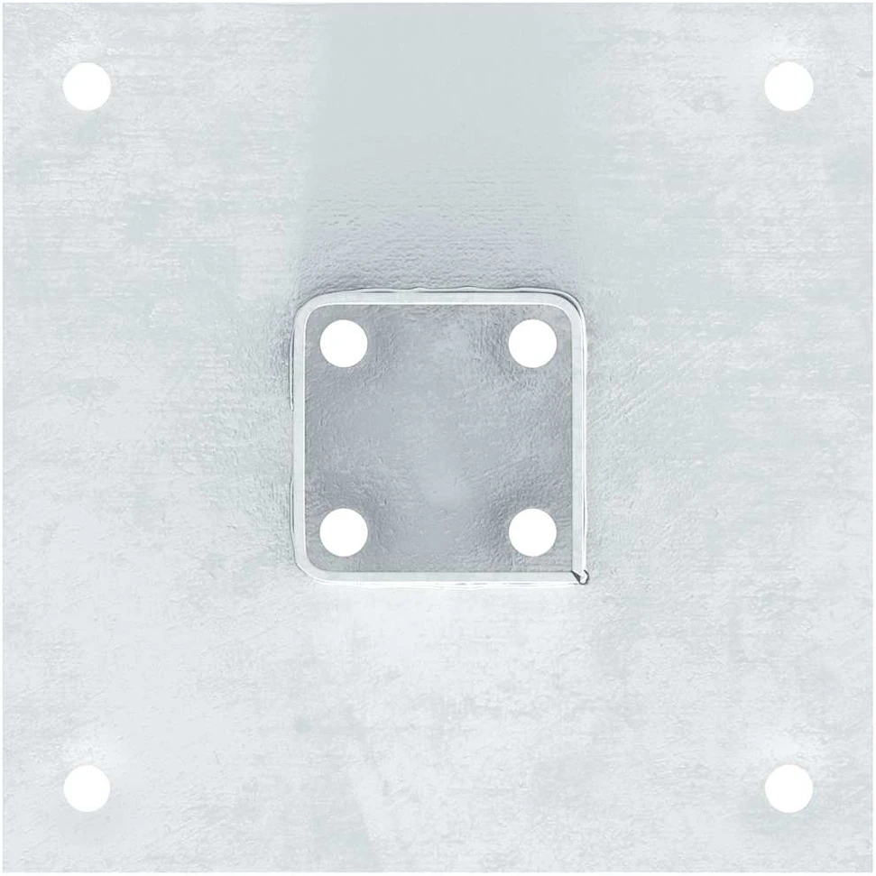 Stulpų pagrindai, 4 vnt., kvadratiniai, sidabro spalvos, 46x46 mm, cinkuotas plienas
