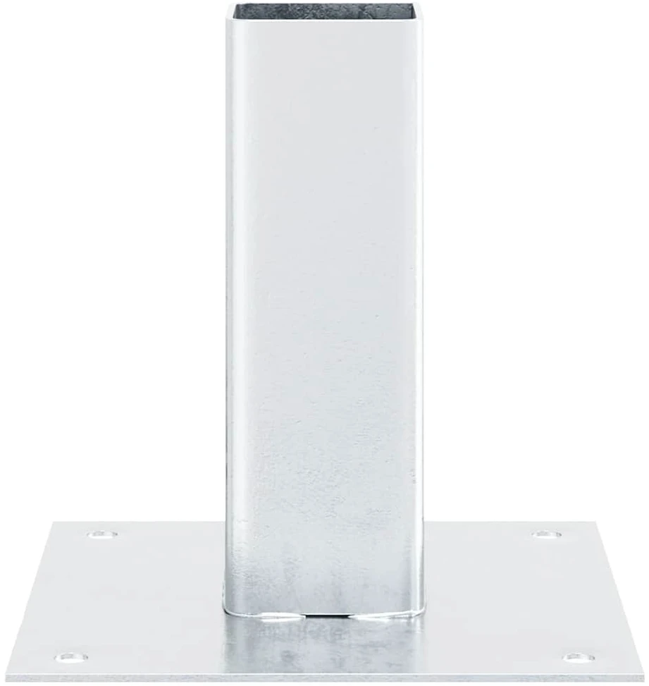 Stulpų pagrindai, 4 vnt., kvadratiniai, sidabro spalvos, 46x46 mm, cinkuotas plienas