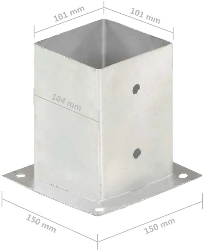 Stulpų pagrindai, 4vnt., galvanizuotas metalas, 101mm