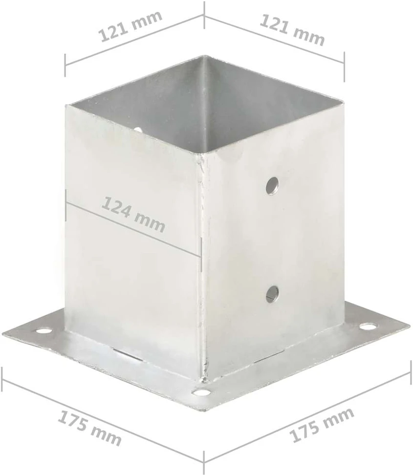 Stulpų pagrindai, 4vnt., galvanizuotas metalas, 121mm