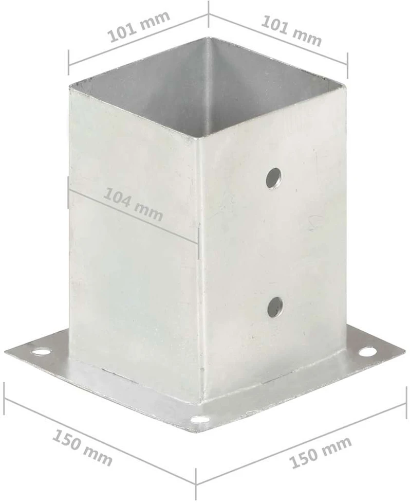 Stulpų pagrindai, 4vnt., galvanizuotas metalas, 101mm