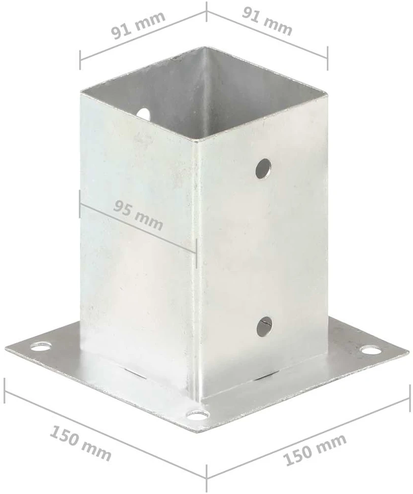 Stulpų pagrindai, 4vnt., galvanizuotas metalas, 91mm