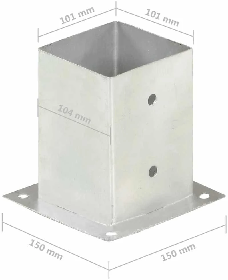 Stulpų pagrindai, 4vnt., galvanizuotas metalas, 101mm