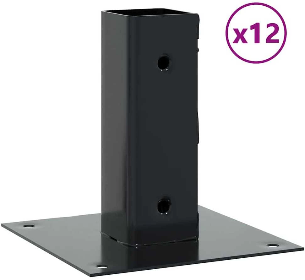 Stulpų pagrindai kvadratiniai, 12vnt., antracito sp., 51x51mm